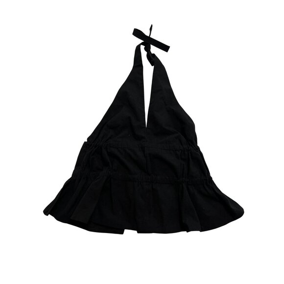 Venroy Cotton Poplin Halter Top in Black - Picture 1 of 5